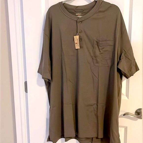 Red Head Brand Brown Short Sleeve Henley 4 Button Cotton Shirt NWT 3X - Picture 1 of 8